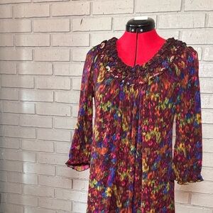 New Directions Multicolor Smocked Neck Dress – Size 12 excellent condition